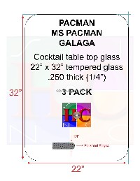 3-Pack Tinted cocktail table top glass with 4 in radius: Fits Bally Midway tables plus after market arcade cocktail tables.