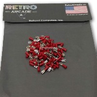 100 piece .187 terminal spade crimp connector set for JAMMA harnesses (Red) 22-18 AWG wire