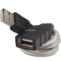 30in (2.5 Foot) USB A (M) to A (F) Extension Cable (Black, Silver)