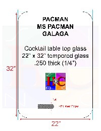 Replacement Tinted cocktail table top glass with 4 in radius: Fits Bally Midway tables plus aftermarket arcade cocktail tables.