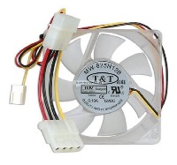 3in x 3in (80mm) T&T MW-825H12B Case Fan w/3-Pin & 4-Pin Connectors (Clear)