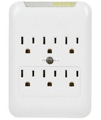 Monoprice 6 Outlet Power Surge Protector Slim Wall Tap - 540 Jou