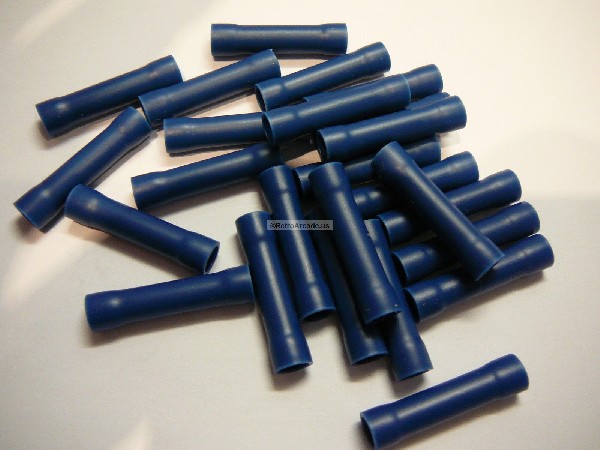 PART #422005 LOT OF 100 BLUE VINYL INSULATED BUTT CONNECTORS 16-14 AWG NOS 