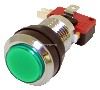 Arcade Game Silver Plated Illuminated Pushbutton (Green)