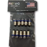 10 Pack, Blue Pinball 6.3 Volt AC LED Round Replacement Bulbs 44/47 Bayonet Base BA9S, Concave Top