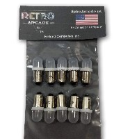 10 Pack White Frosted Pinball 6.3 Volt AC LED Round Replacement Bulbs 44/47 Bayonet Base BA9S