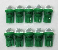 10 Pack Pinball replacement bulb LED 6.3 volt AC, 555 clear wedge base T10 Cool Green Short