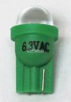 Pinball replacement bulb LED 6.3 volt AC, 555 clear wedge base T10 Cool GreenShort