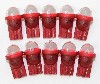 10 Pack Pinball replacement bulb LED 6.3 volt AC, 555 clear wedge base T10 Cool Red Short