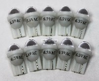 10 Pack Pinball replacement bulb LED 6.3 volt AC, 555 clear wedge base T10 Cool White Short