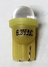 Pinball replacement bulb LED 6.3 volt AC, 555 clear wedge base T10 Cool Yellow Short