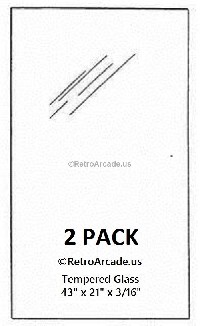 2 Pack Replacement pinball top glass 21 x 43 x 0.185 inch, Fits Williams, Stern, Bally, Midway, Game, Plan, Capcom, Data East