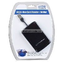 10-in-1 Portable USB 2.0 Card Reader with Built-In Storage for 9 Memory Cards (Black)