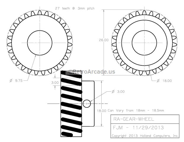 Crane Machine motor Gear Wheel: 2.6cm diameter